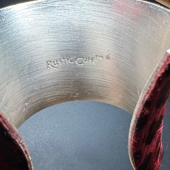 Leopard Print Pink rustic Cuff Bracelet - Picture 2 of 4